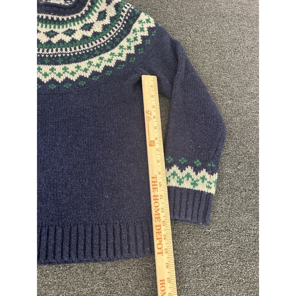 LL Bean Lambswool Fair Isle Sweater Navy Womens Small Pullover Crewneck Nordic - Picture 3 of 8